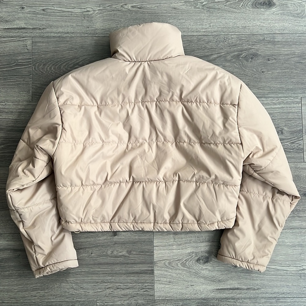 THE FIFTH LABEL Oversized Puffer Jacket XS Beige Neutral Cropped Retro 90s Fall - Picture 10 of 12